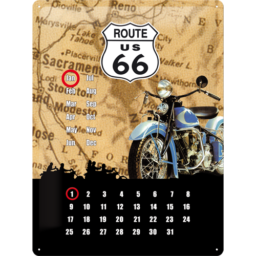 Route 66 Kalender - stor skylt